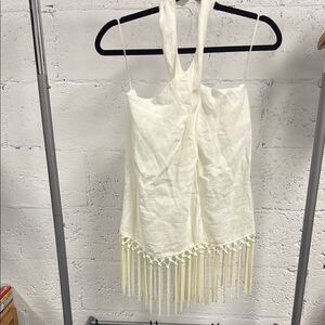 Zara Ivory Fringe Halter Top